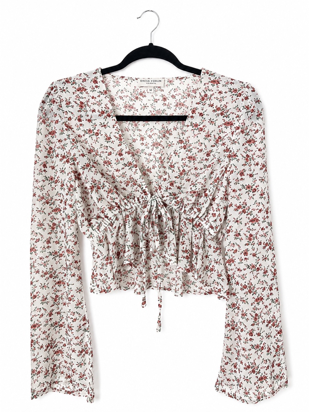 Dress Forum Los‎ Angeles Ditsy Floral Tie Front Peplum Blouse Cottagecore Boho M